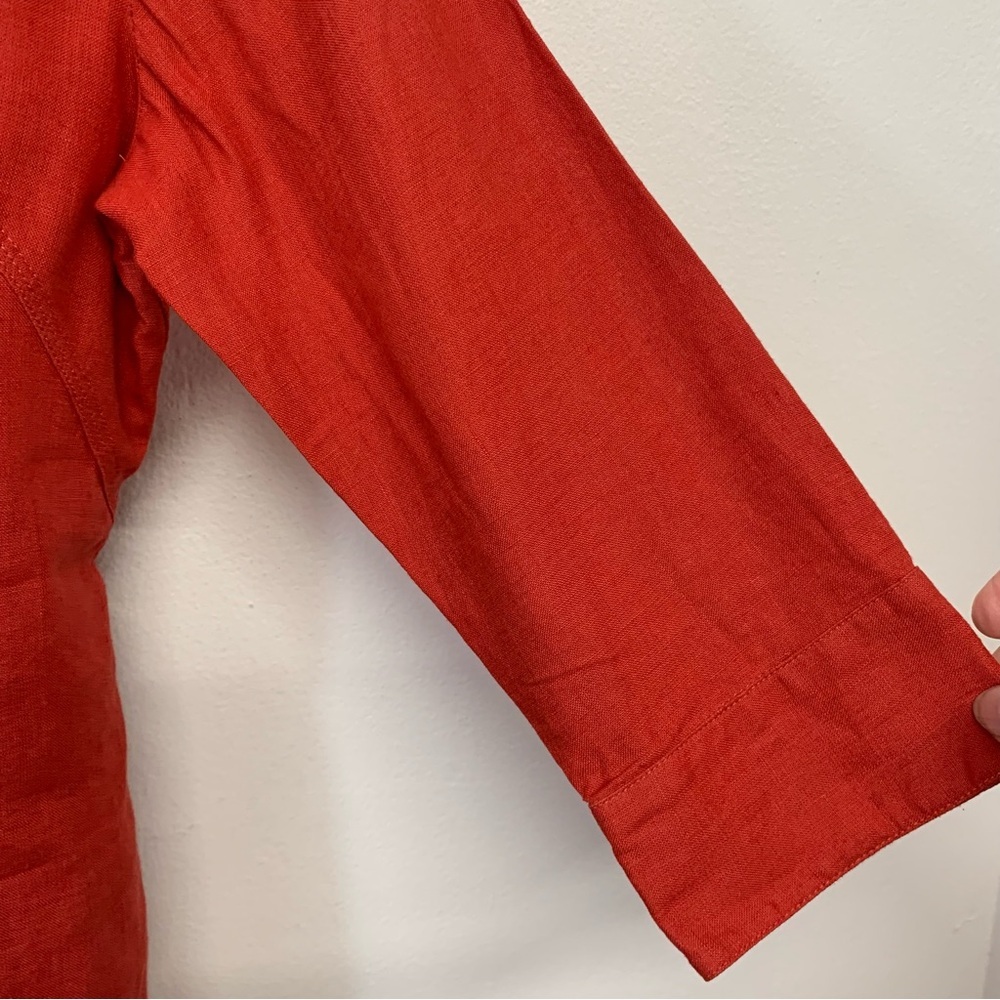 Talbots Irish Linen Skirt Set Midi Button Up Top … - image 5